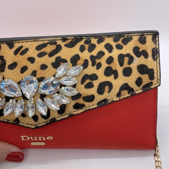 Dune London Red Leopard Print Wallet on a chain Crossbody - Picture 12 of 12